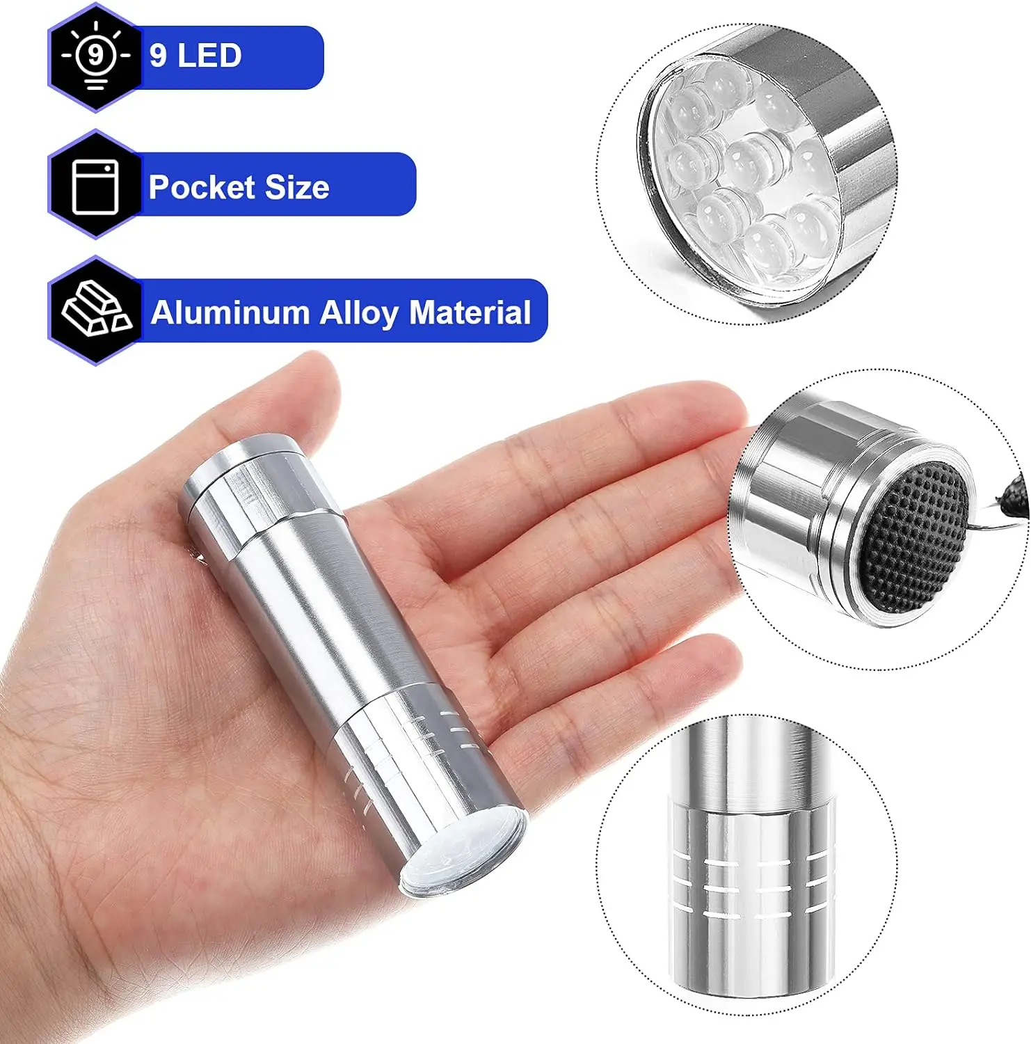 5~20PCS Mini UV Flashlight 9LED Blacklight Pocket Ultra Violet Torch Detector for Pet Urine Dry Stains Portable Scorpion Hunting