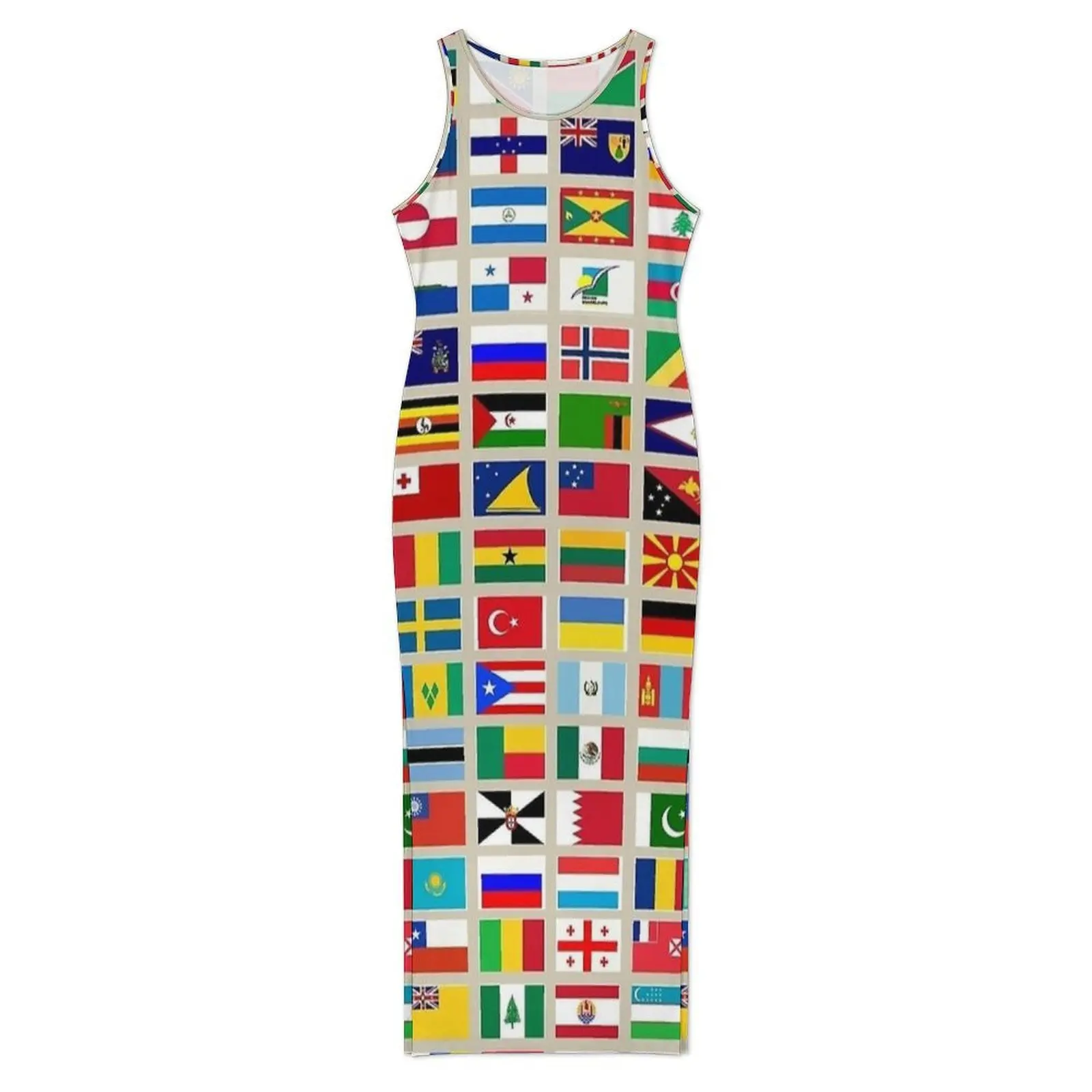 Flags of The World All Countries Nations Dress Sleeveless Trendy Maxi Dresses Summer Fashion Custom Bodycon Dress Big Size