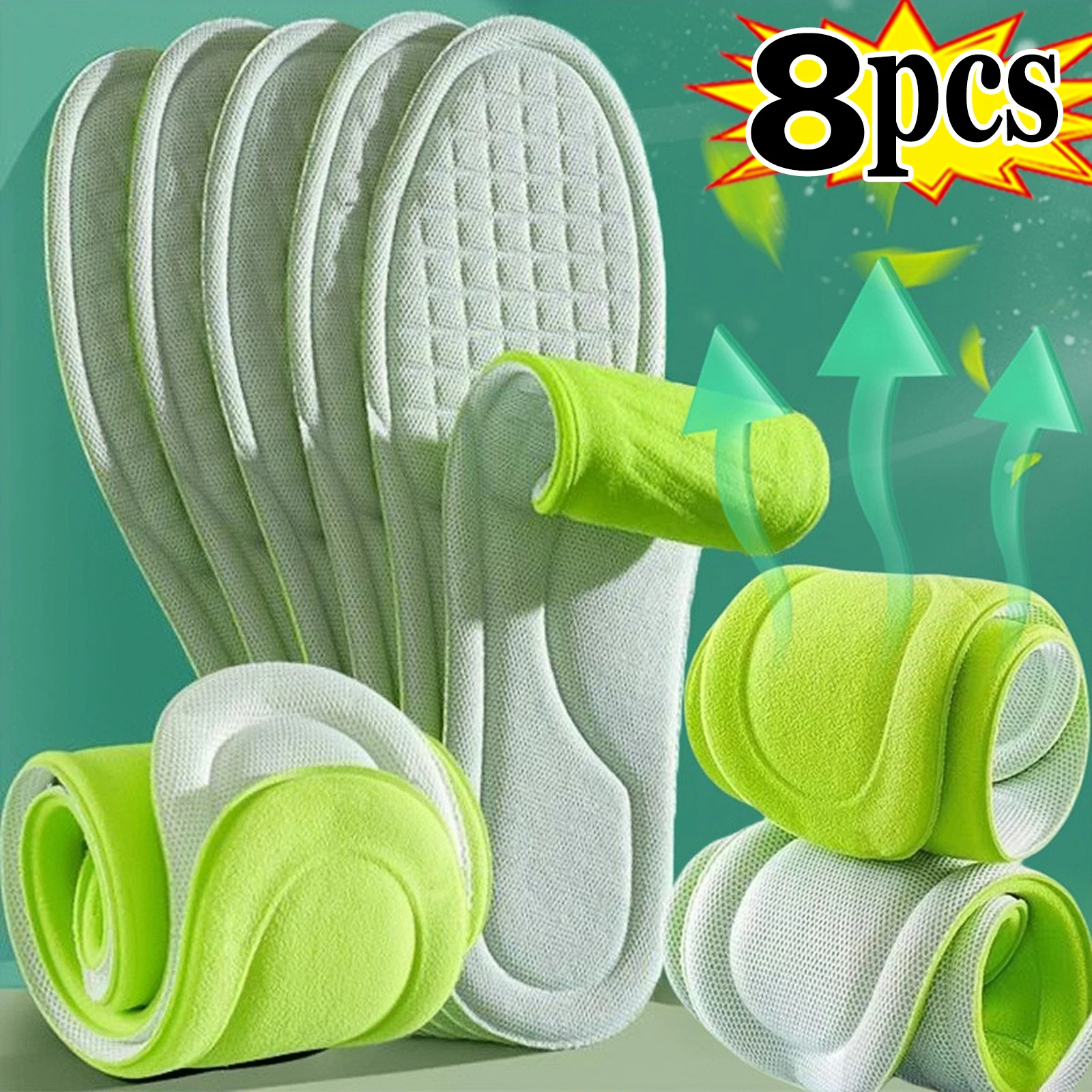 2/8pcs Soft Memory Foam Orthopedic Insoles Deodorizing Insole For Shoes Sports Absorbs Sweat Soft Antibacterial Shoe Accessories