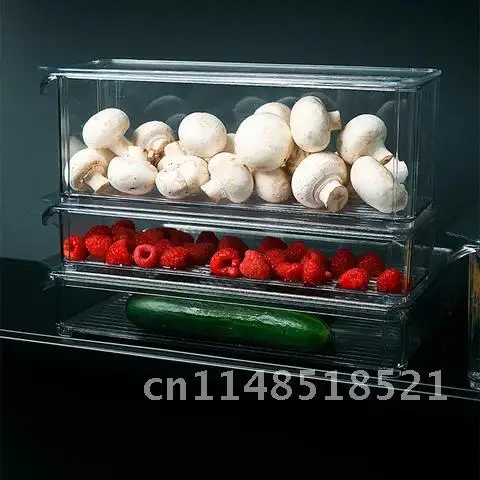 

Refrigerator Large Storage Box Cabinet Kitchen Containers With Lids Food Grade Plastic Transparent Frozen Organizer Box