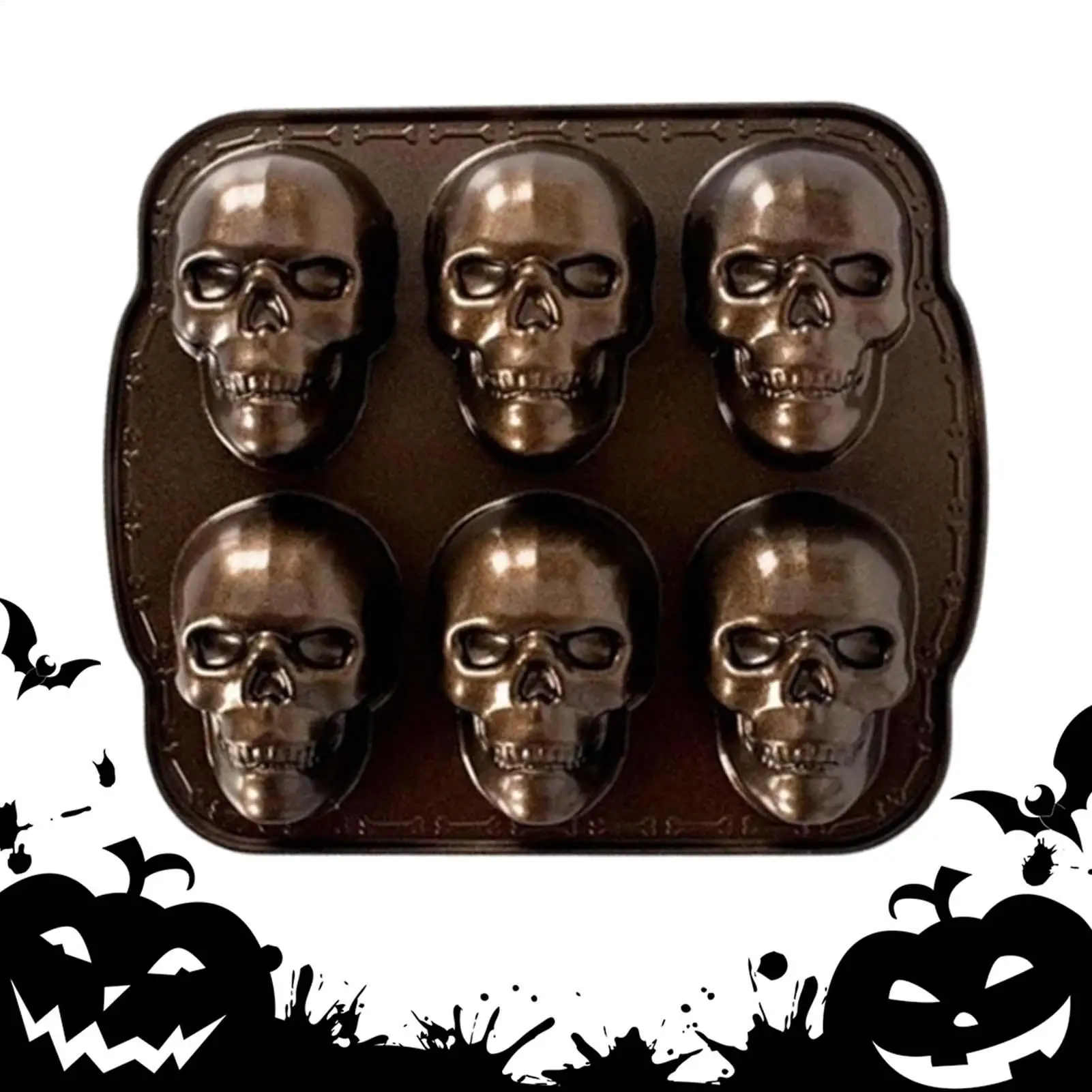 Portable 3D Skull Mold Haunted Skull Cakelet Pan Mold Halloween Bakeware Skull Mould Biscuits Baking Cake Mould Kitchen Gadget