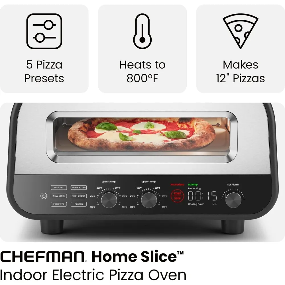 Indoor Pizza Oven - Makes 12 Inch Pizzas in Minutes, Heats up to 800°F