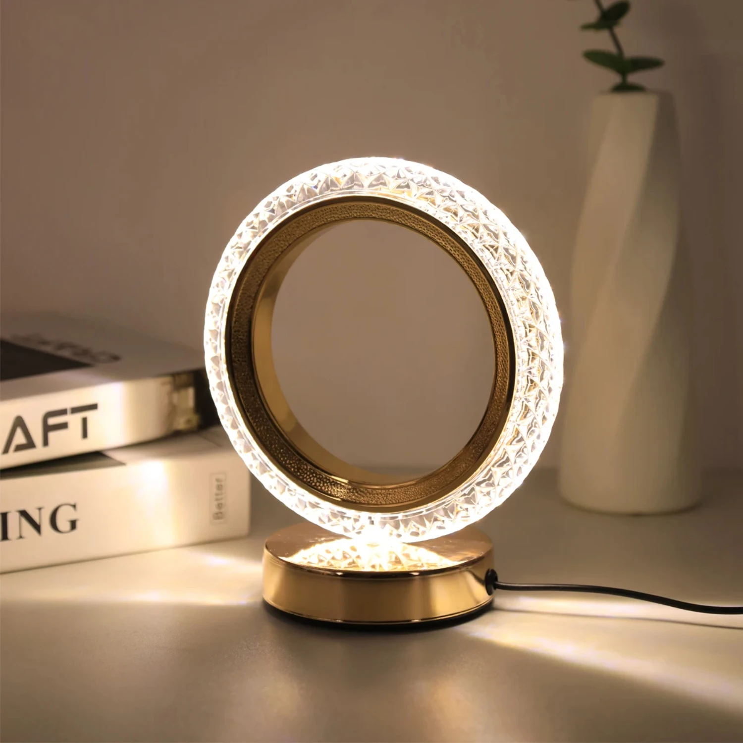 New Circular desktop decorative light switch, dimmable bedside table light USB plug, reading table light, bedroom decorative nig