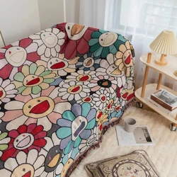 Korean Throw Blanket Sofa Sunflower Kawaii Sofa Cover For Bed Living Room Tapestry Carpet Sofa Blanket Knitting Cover Bedspread