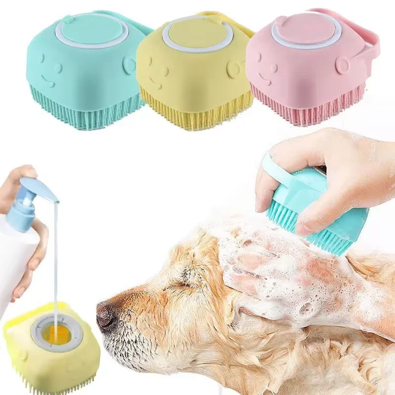 Pet Bathing Brush Soft Silicone Massager Shower Gel Bathing Brush Clean Tools Comb Dog Cat Cleaning Grooming Supplies