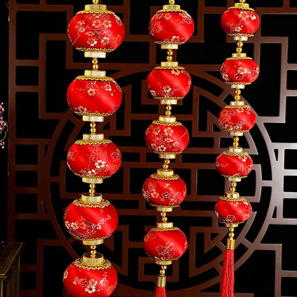 Reunindo ano novo lanterna vermelha corda estilo chinês tradicional flor de ameixa lanterna pingente bênção com borlas