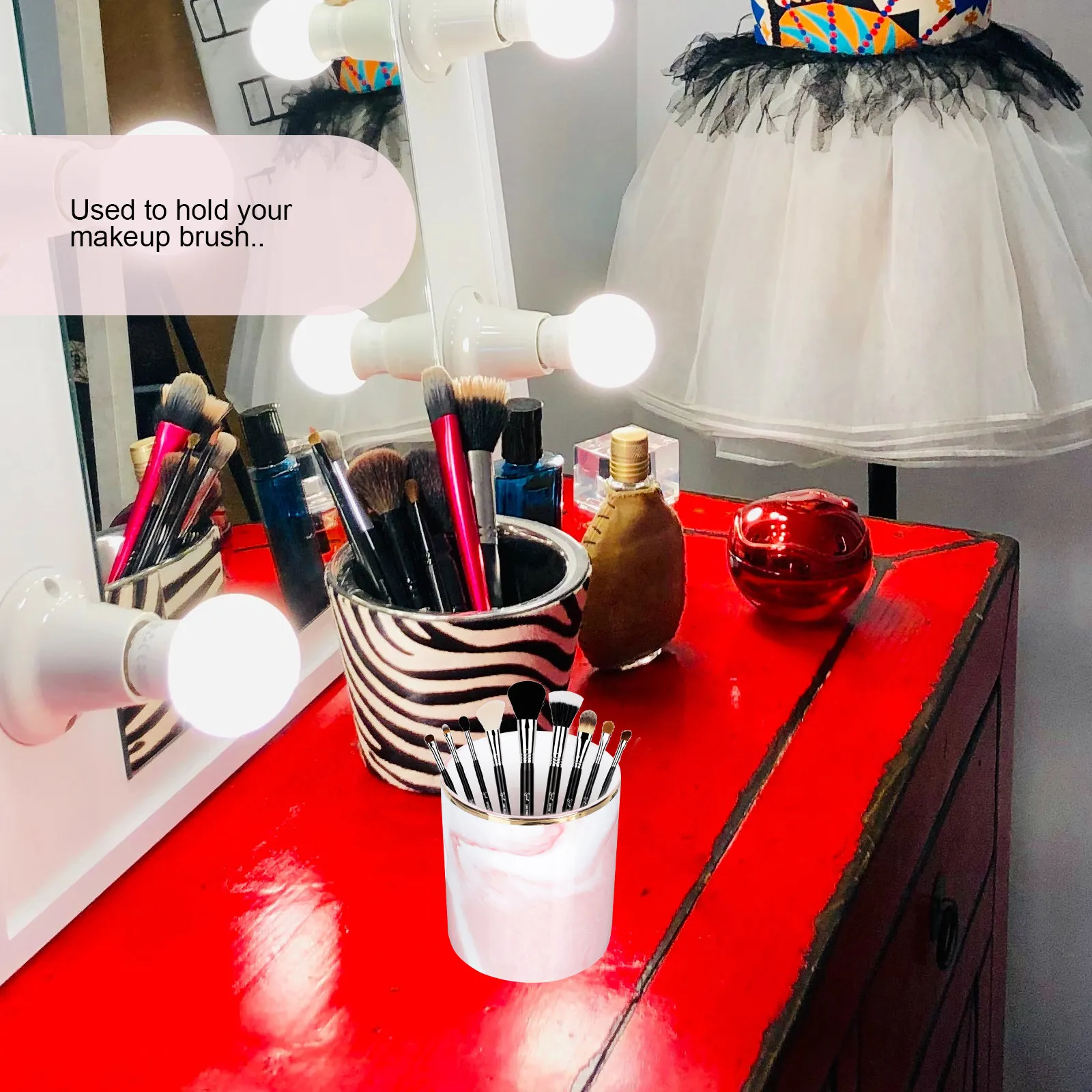 

1 шт. Розовый органайзер для косметических кистей и ручек: безопасный, надежный, износостойкий, нержавеющий контейнер для хранения косметики