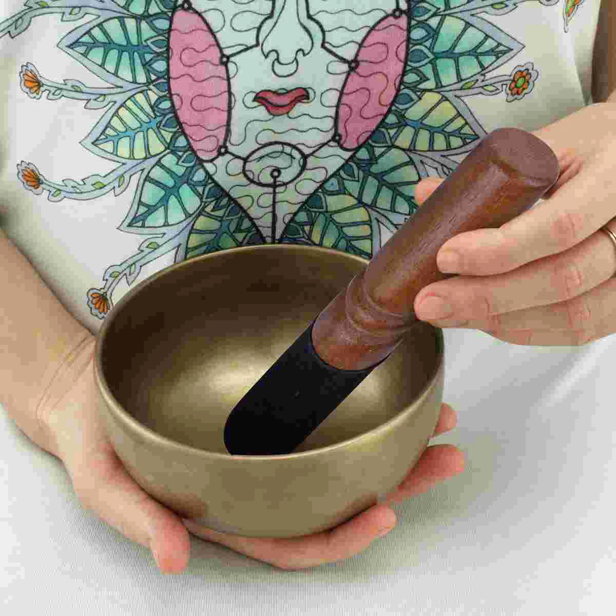 Singing Bowl Stick Accessories Buddha Sound Hand-made Ceramics Accessory Wool Felt Mallet Chanting