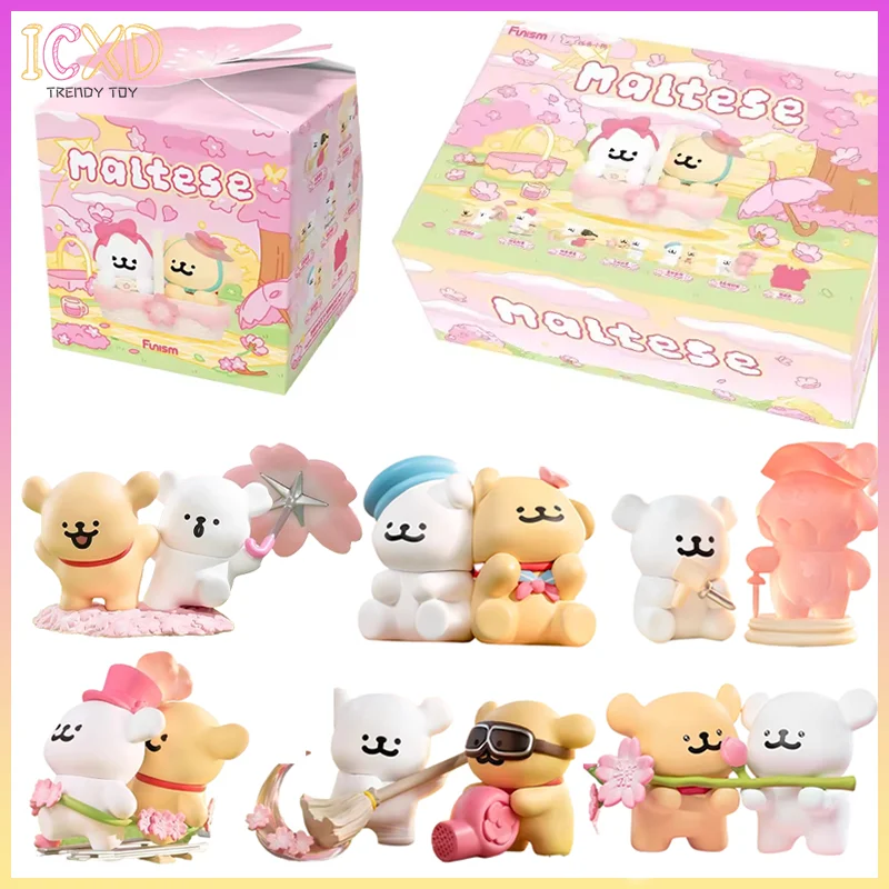 

Maltese Joyful Spring Series Blind Box Cute Romantic Sakura Dog Surprise Bag Doll Puppy Mystery Box Collection Model Toys Gifts