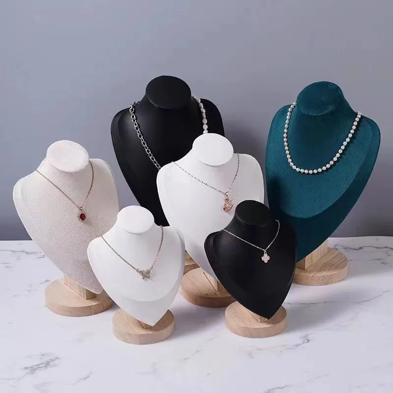 High Quality Model Bust Show Exhibitor Velvet Jewelry Display Necklace Pendants  Mannequin Jewelry Stand Organizer  Beige S M L