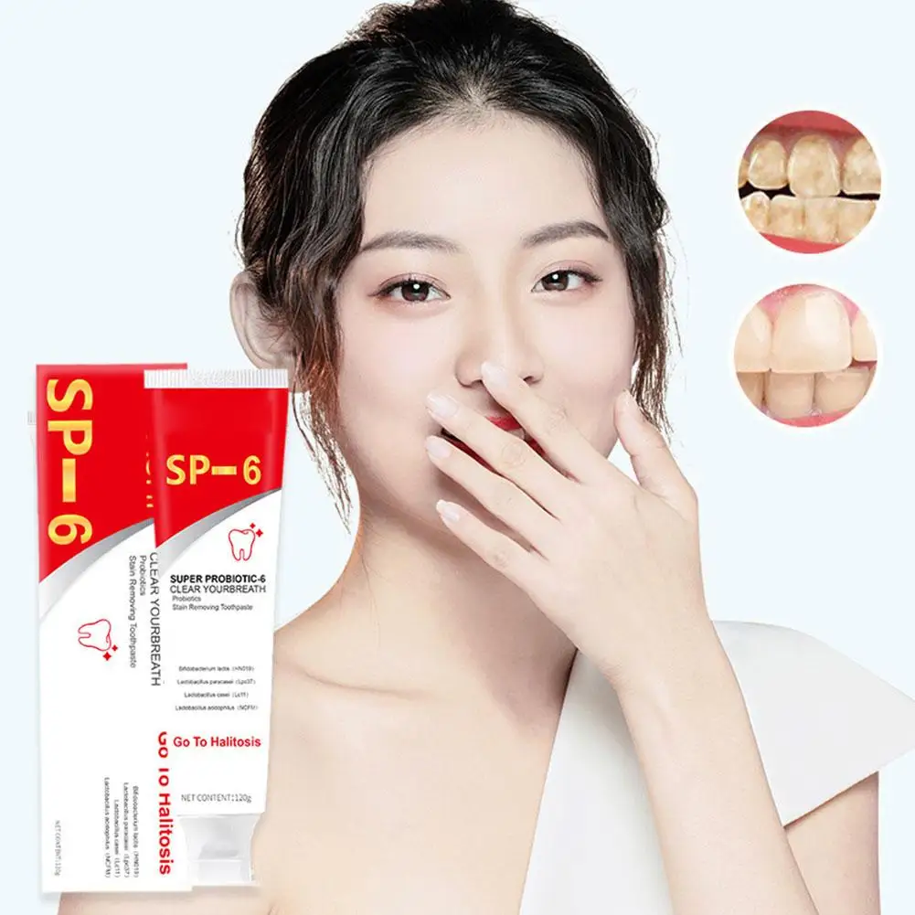 Pasta de dientes probiótica SP-6, pasta de dientes para Limpieza de dientes y aliento refrescante, productos para el cuidado de los dientes, 120g