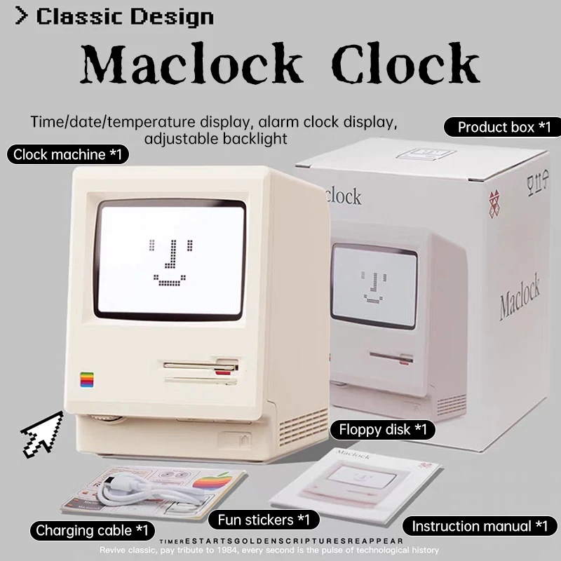 maclock-レトロ時計創造性目覚まし時計学生専用ウェイクアップアーティファクトデスクトップ装飾コンピュータキーボードアクセサリーギフト