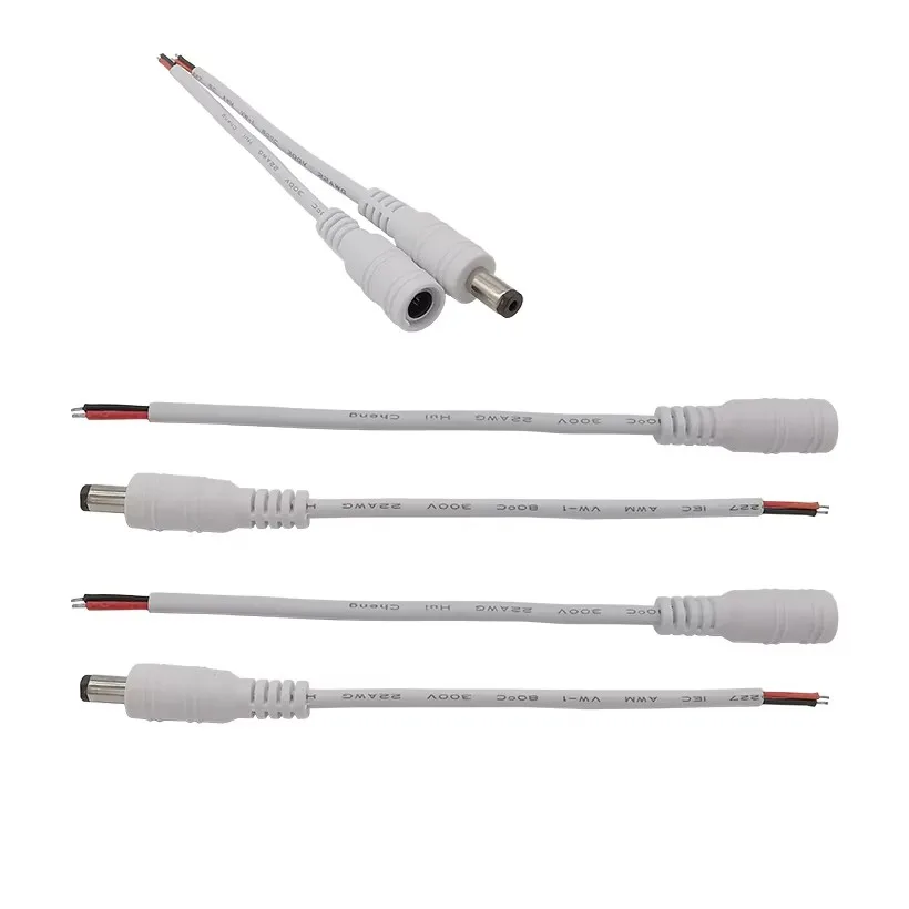 10 قطعة 5.5x2.1 مللي متر تيار مستمر ذكر أنثى التوصيل كابل الطاقة لحام موصل محول ضفيرة سلك ل كاميرا تلفزيونات الدوائر المغلقة LED قطاع