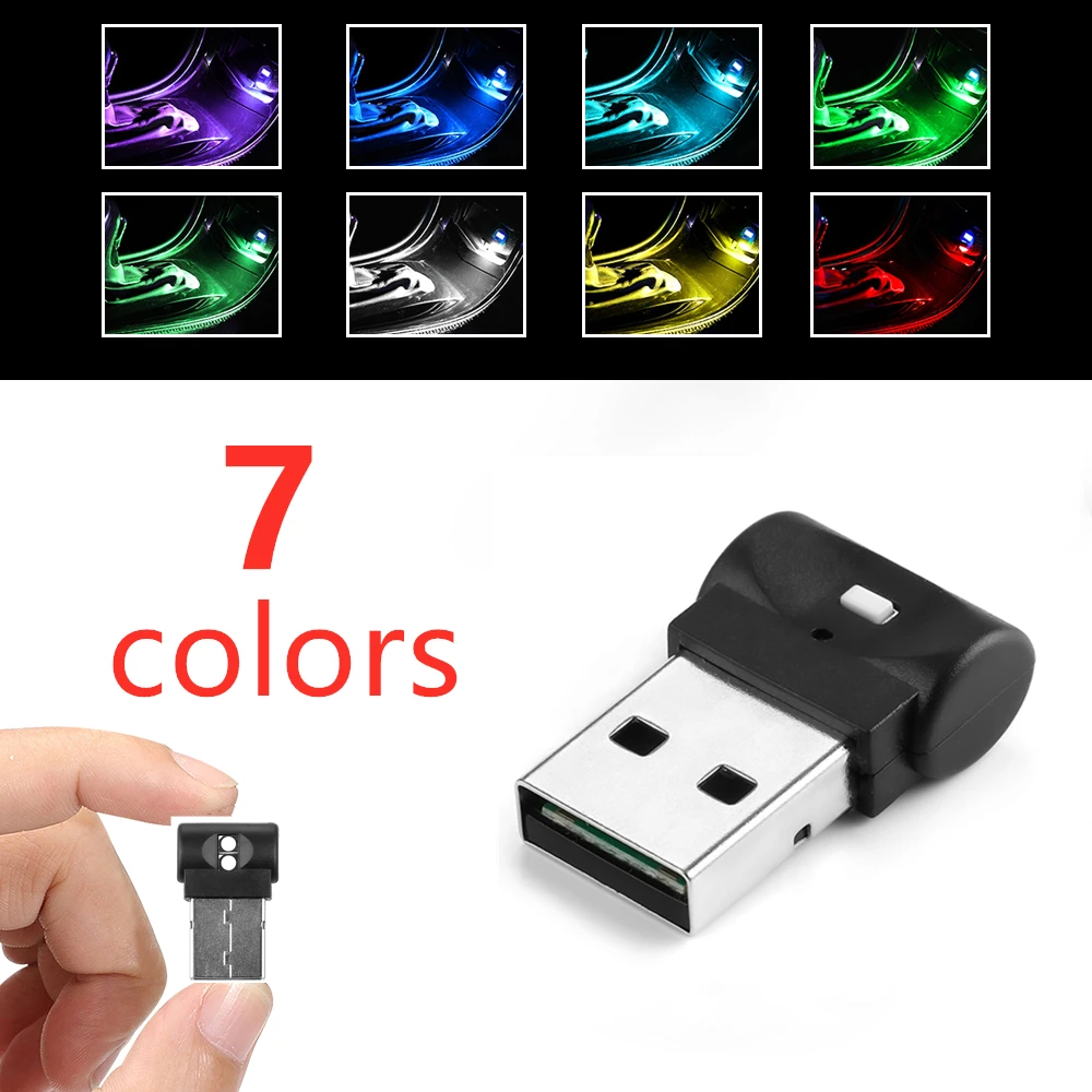 Mini USB LED Car Light Auto Interior Atmosphere Light Decorative Lamp Emergency Lighting PC Auto Colorful Light Car Accessory