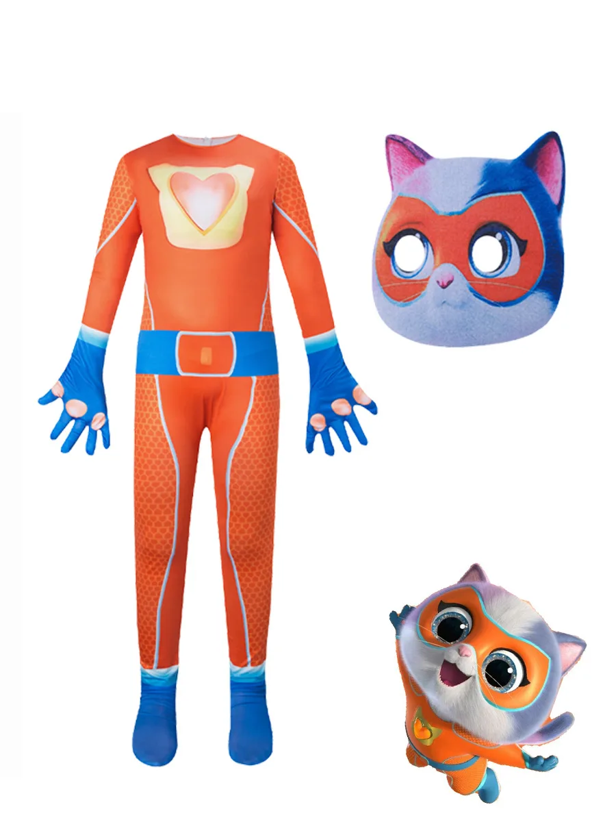Game Anime Super Kitties Jumpsuit Role-playing Tight Fit Clothing Boy Girl Stage Performance Costumes Clothes Super Cat Bodysuit image 5
