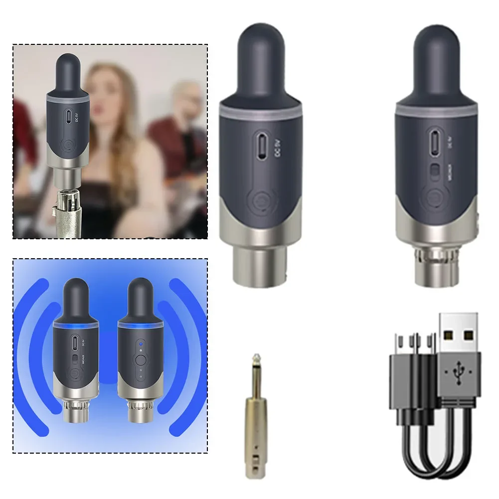 

New UHF Wireless Mic Adapter XLR Transmitter & Receiver Converter Wireless Mic Rechargeable For Live Interview/Studio