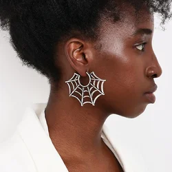 Fashion Dark Gothic Metal Spider Web Earrings Halloween Spider Web Hoop Earrings for Women Christmas Parties