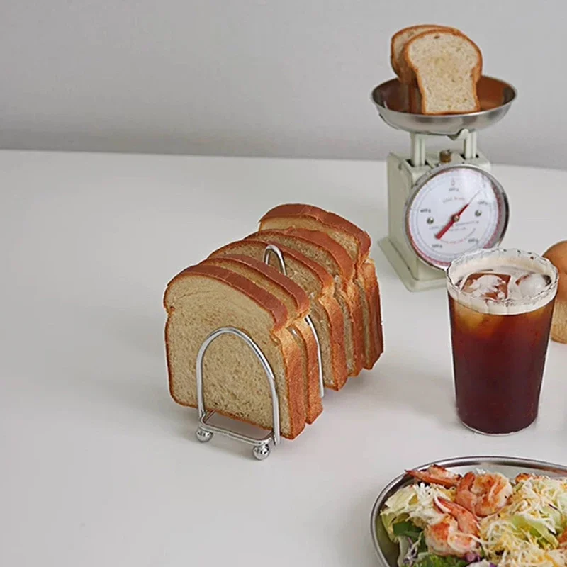 Stainless Steel Toast Bread Rack Grille Grill Home Kitchen Bread Holder 6Slices Food Display Tool Restaurant Kitchen Accessories 4