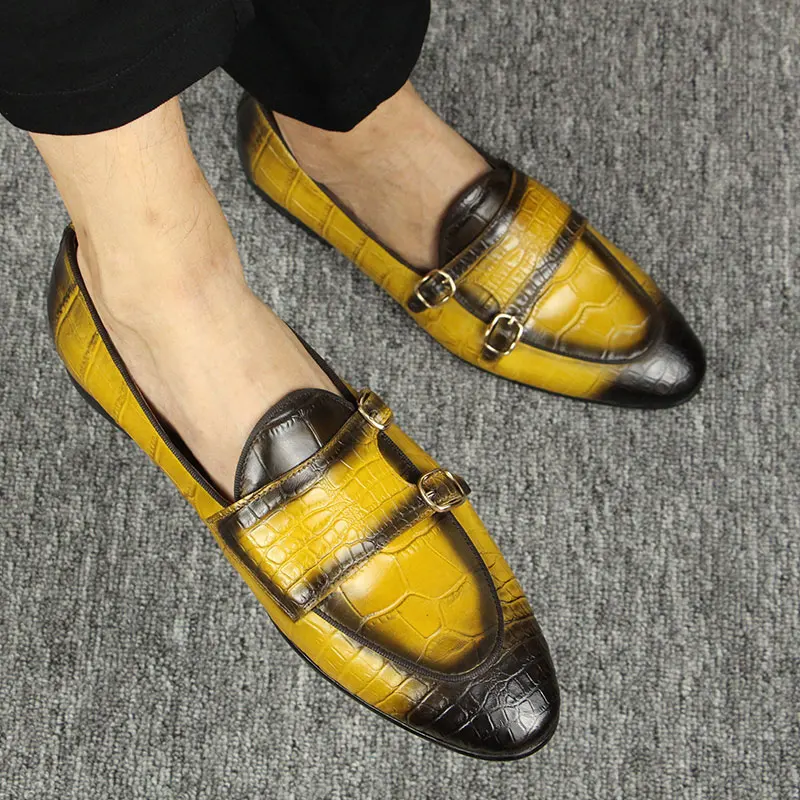 purple and yellow dress shoes Loafers for Women Round Toe Leather Platform Wedges Casual Slip on Business Work Dress Shoes Ladies Comfy Walking Shoes Yellow Size 6.5