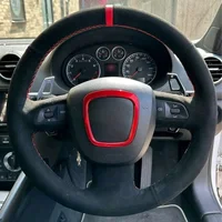 Protector para volante de coche de gamuza antideslizante trenzado para Audi A3 8P Sportback A4 B8 Avant A5 8T A6 C6 A8 D3 Q7 8R Q5 4L S4 S3