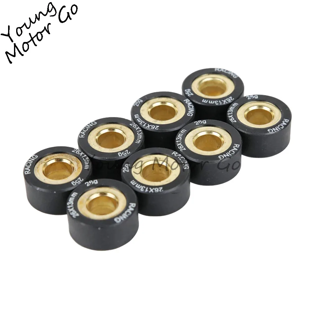 8PCS 26*13 25G Motorcycle Scooter AN400 Variator Weight Roller Clutch Pulley Driven Bead For Suzuki Burgman Skywave AN 250 400