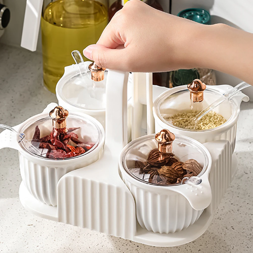 

1 set Seasoning Box Food Containers Kitchen Jars Spice Bottle Holder Spoon Hips Material Salt Storage Case Gifts Parents Friends