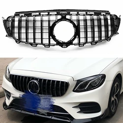 GT-R Style Grill Upper Grille For Mercedes-Benz E Class W213 2016-2020 E200 E250 E300 Black/Silver Front Bumper Hood Mesh Grid