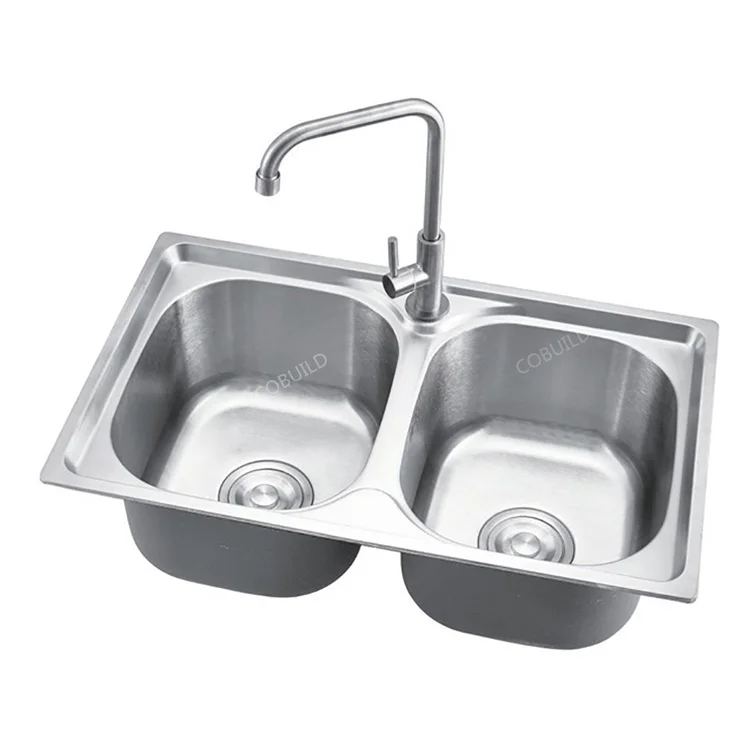 30 inch 18 gauge 304 stainless steel satin polished double bowl kitchen sink