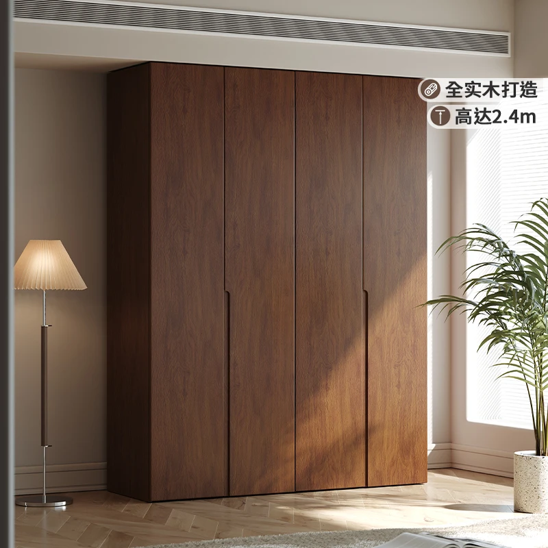 

All solid wood oak wardrobe simple modern bedroom household one door to top small apartment walnut master bedroom