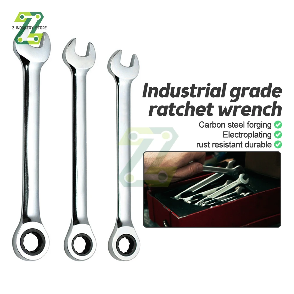 Portable 6mm-17mm Dual Head Ratchet Wrench Open End Wrench Car Screw Removal Installation Tool CR-V