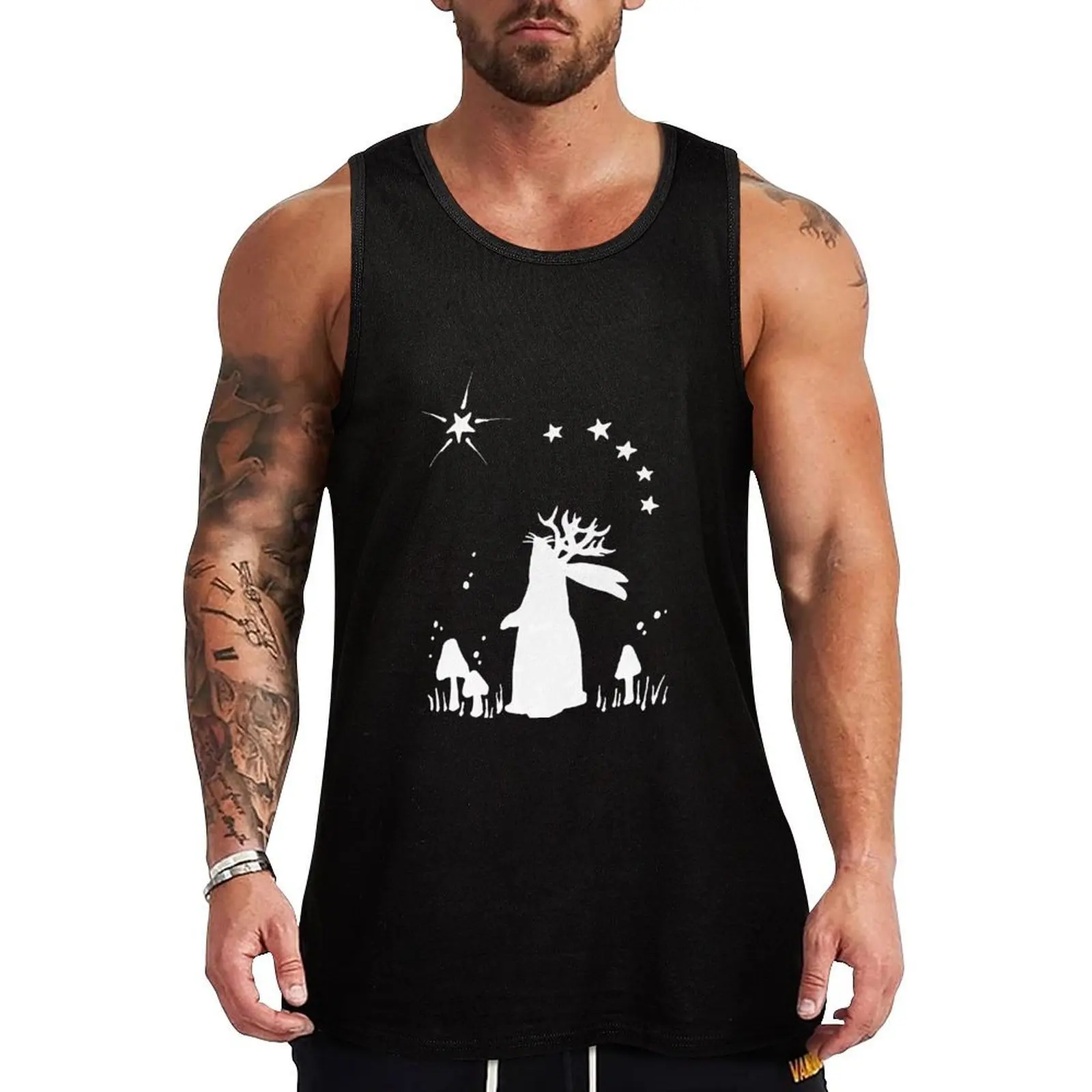 

Jackalope Night - B&W Tank Top gym for men Sports clothing Vest for boy gym clothes men