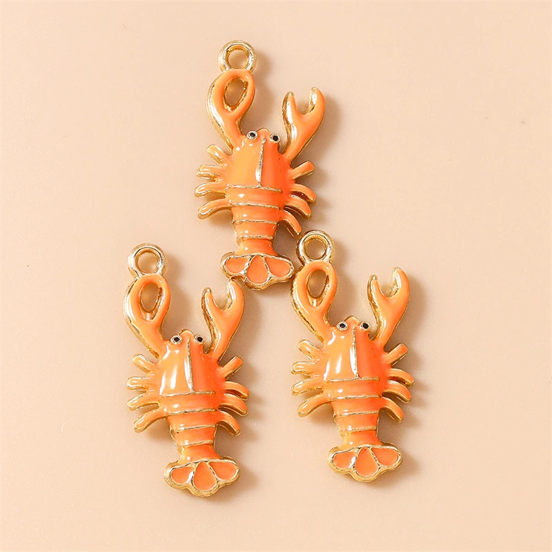 20 Stück 19x25mm Niedliche Meerestier-Anhänger Emaille-Hummel-Charms für Ohrringe Halsketten DIY Handgemachtes Kunsthandwerk Schmuckherstellung – Detail 6