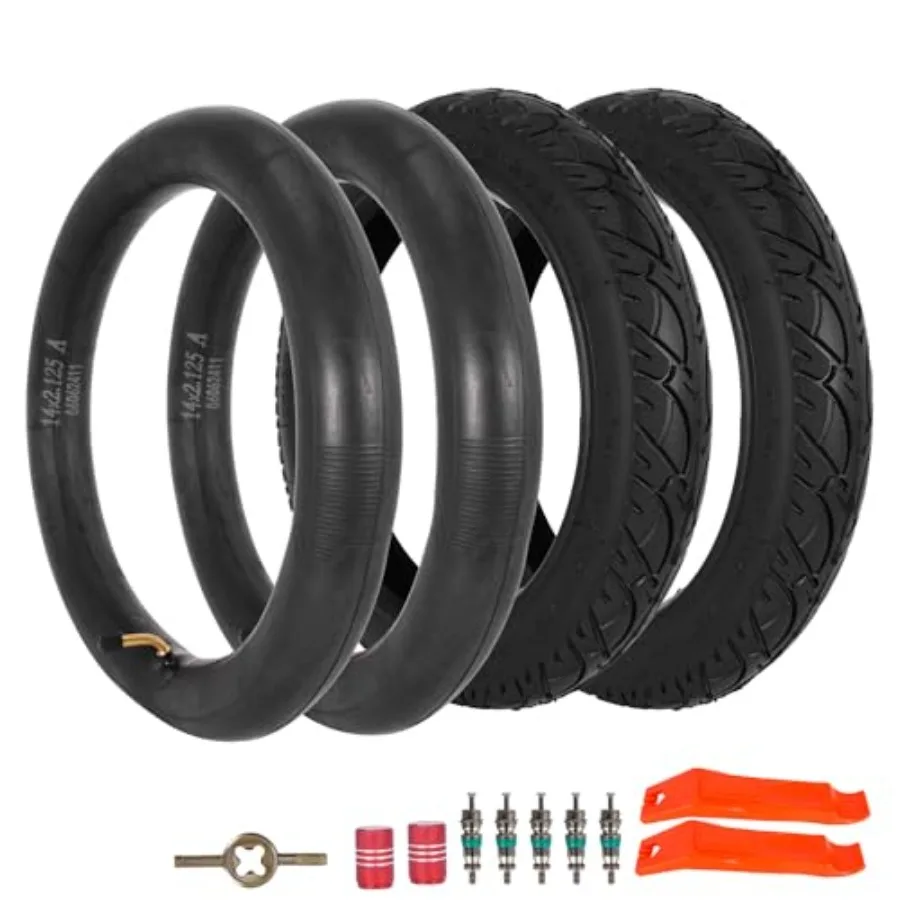 

14x2.125 54-254 E-Bike Tire and Tube Set 14 Inch Electric Scooter Tire Tube with Angled Valve Stem Replacement Electric Scooter