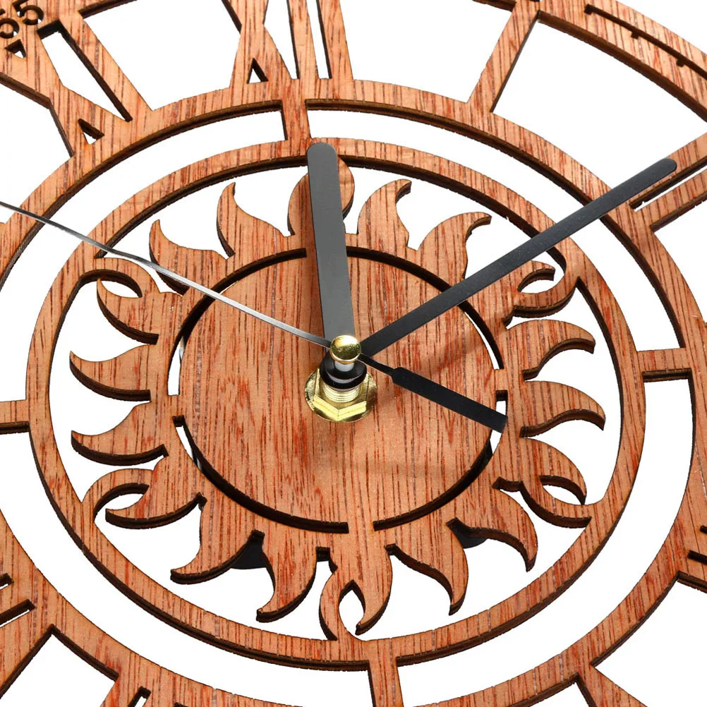 

Wooden Tree-shaped Wall Clock Roman Numeral Operated Clocks Bamboo Round