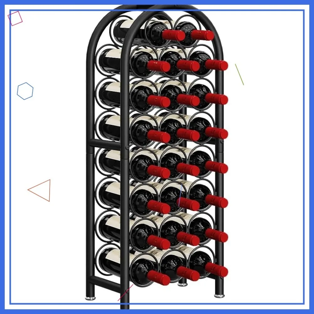 

Freestanding Metal Wine Rack Holds 23 Bottles Black Space-Saving Storage Organizer