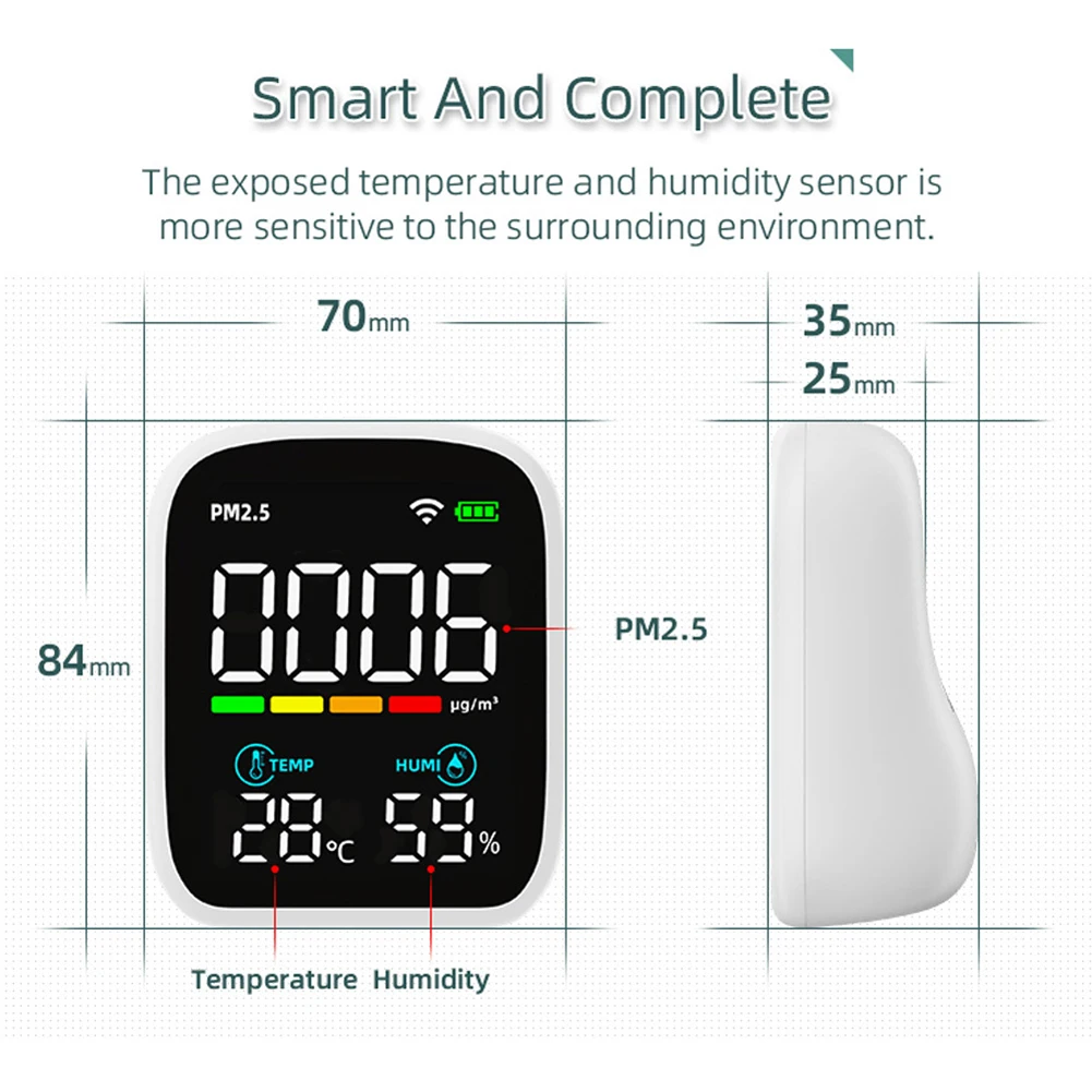 WiFi PM2.5 CO2 Detector Carbon Dioxide Tester Functional Temperature Humidity NDIR Infrared PV28-AW/PV28-BW Air Quality Tester