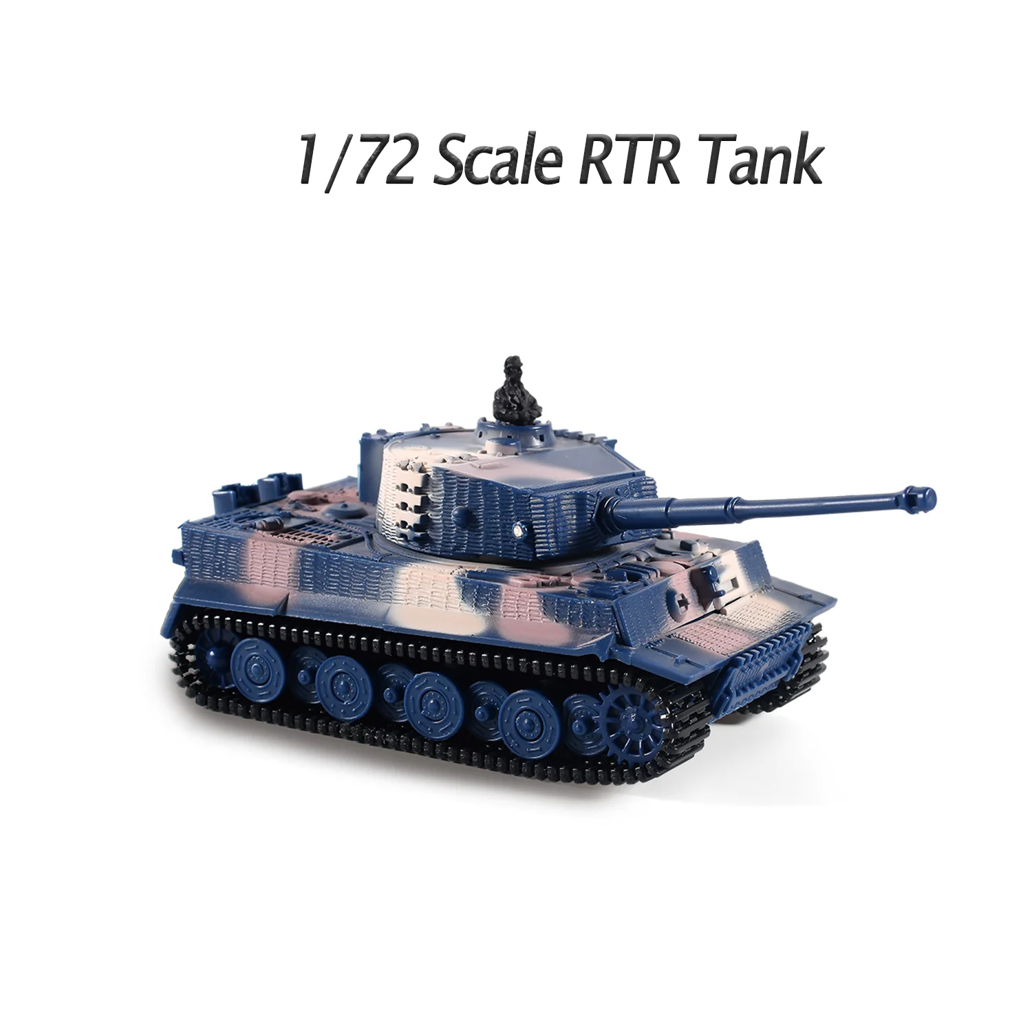 1/72 RTR RC Tiger Tank WW2 Battle Tank BB Shoot Sound Turret Rotates 2.4G Remote Control Assembled Tank Toy Model