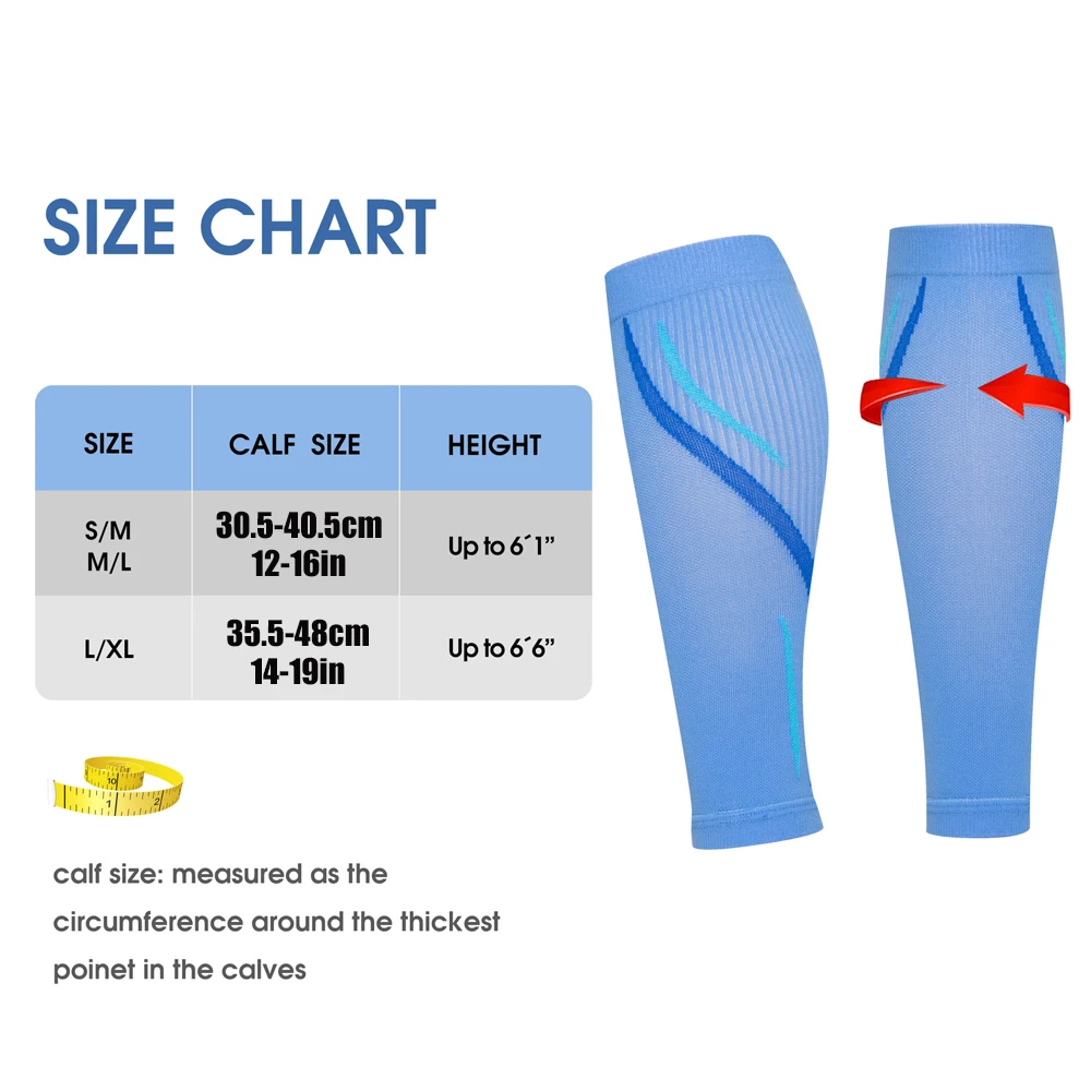 1Pair Calf Compression Sleeves Running Leg Compression Sleeve 20-30mmHg Compression Socks for Shin Splint For Men Women