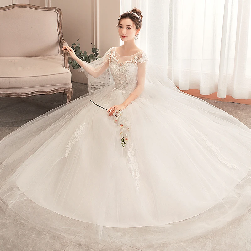 Wedding Dress Lace Up Ball Gowns New Bride Princess Plus Size Wedding Dresses Dream  Vestido De Novia