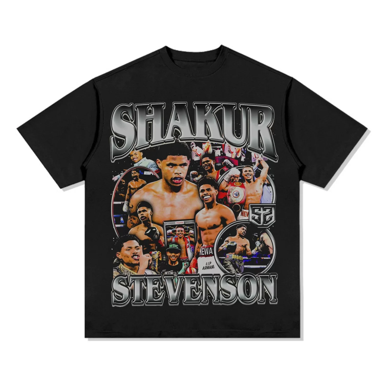 

Боксерская футболка Shakur Stevenson, большая хлопковая футболка с рисунком, Rising Boxing Star, мужская и женская уличная одежда, спортивный топ с фанатом