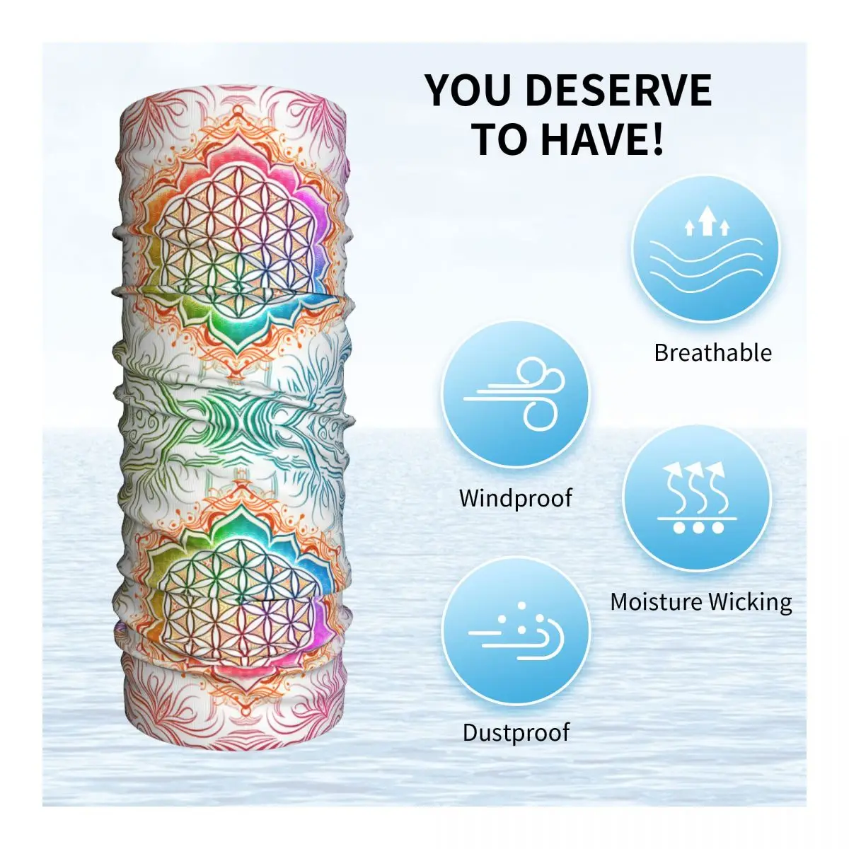 Imagem -03 - Unisex Custom Flower of Life Lotus Bandana Neck Warmer Ski Hiking Scarf Gaiter Geometria Sagrada Mandala Face Cover Homens e Mulheres Inverno