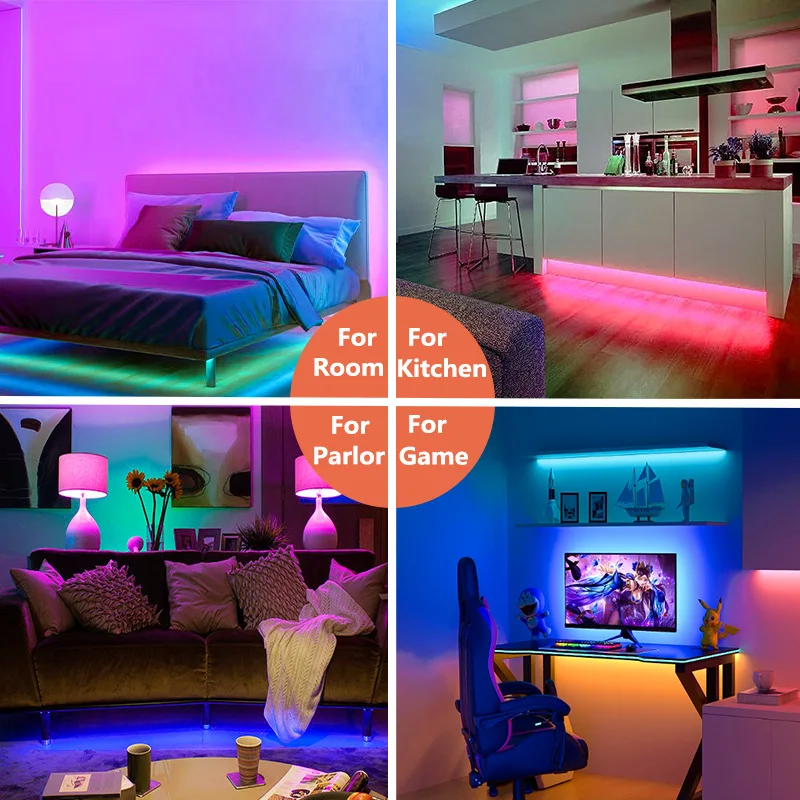 WiFi Bluetooth LED light strip set RGB rainbow light strip pickup gaming bedroom atmosphere light new ultra-thin design