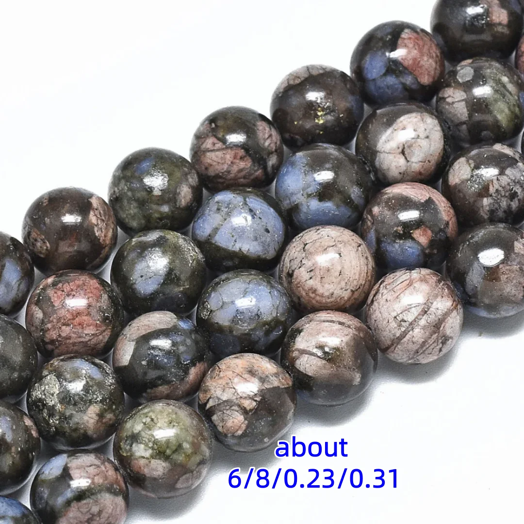 6/8/mm Glaucophane Bead Rounds Bead String, Natural Round Semi Precious Stone Smooth Glaucophane Beads, for Making DIY Jewelry