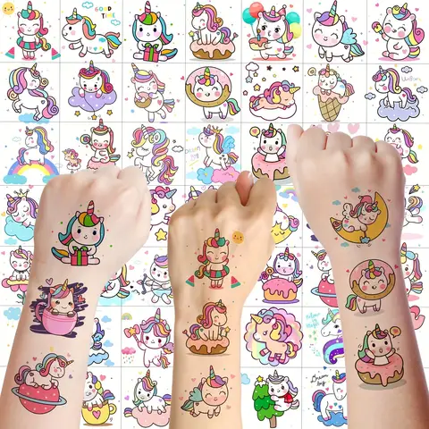 50 PCS Cute Unicorn Temporary Tattoos Tattoo Birthday Gifts Party Gift Sets