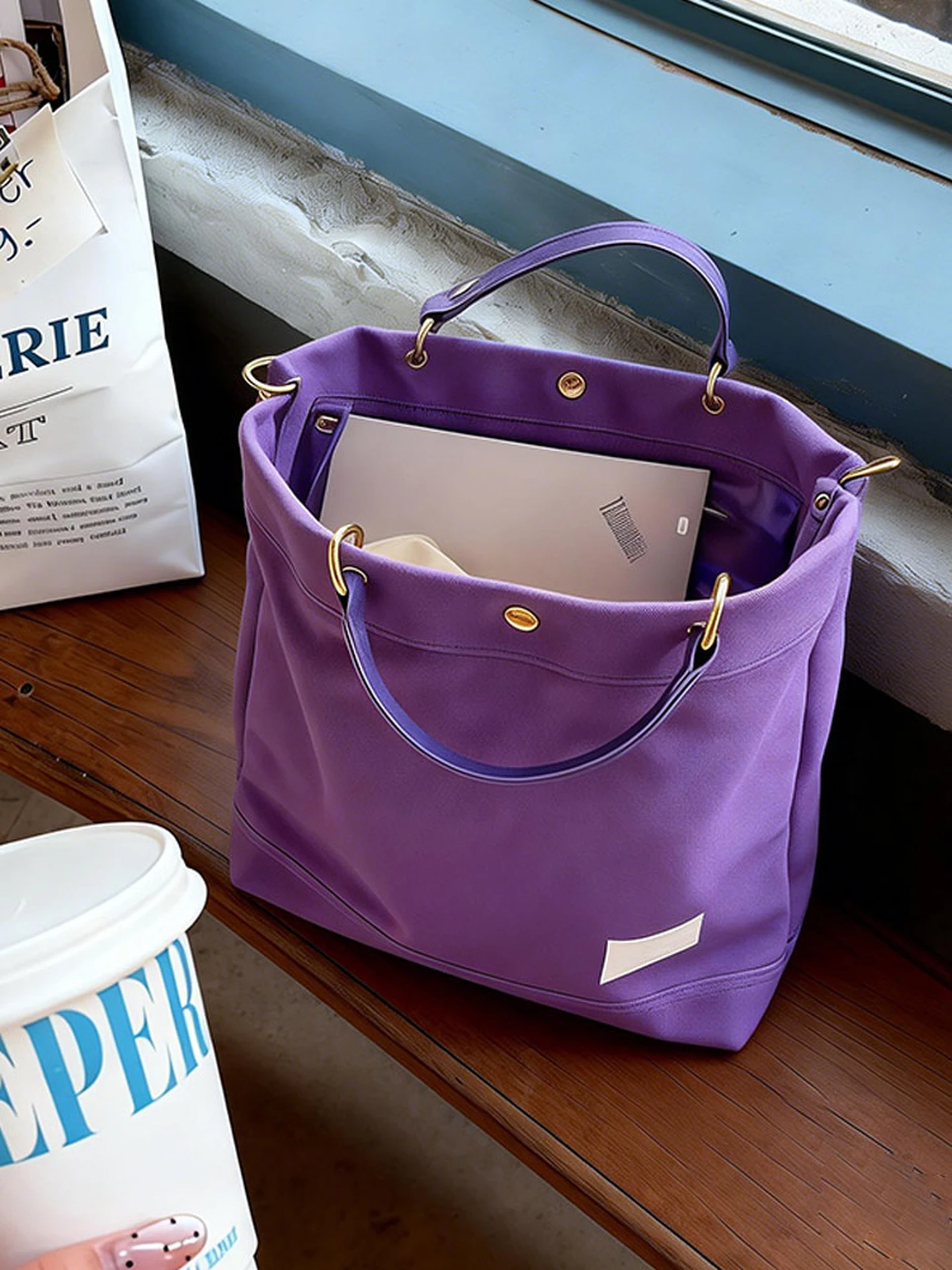 

Large Capacity Canvas Tote Bag Women's Purple 2026 New Fashion Luxury Handbag Summer Trendy Shoulder Bag Soft Casual Style