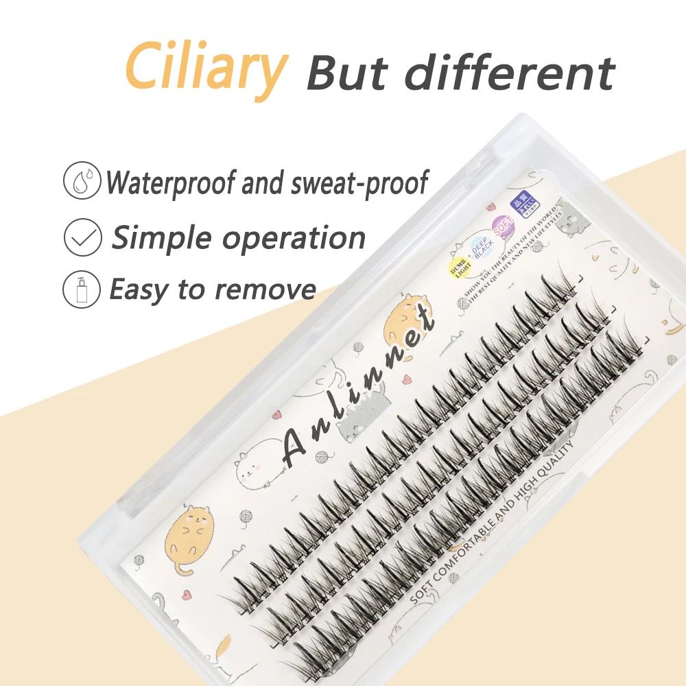 Natural Women's Makeup False Eyelash 1 Box of 60 Clusters Eyelash Extension Single Cluster Eyelash Tool