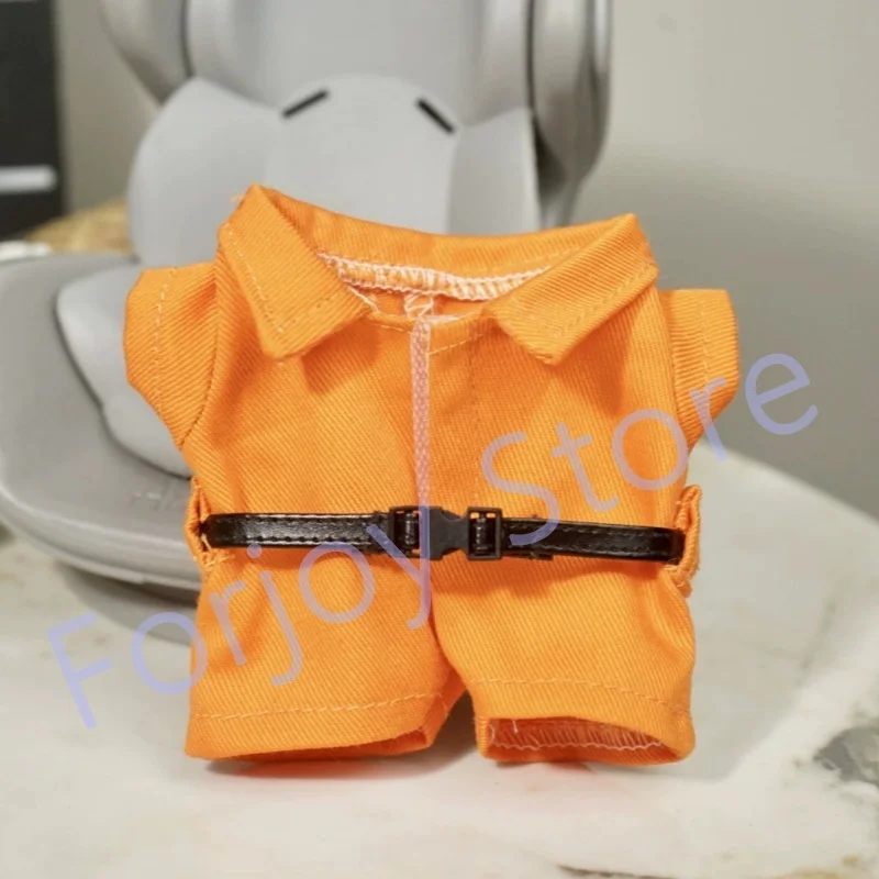 Ubranka dla lalki Labubu 17cm, strój w stylu Pure Prison, kombinezon, zestaw kajdanek, akcesoria dla lalek, unisex, odzież do zabawy dla dzieci.