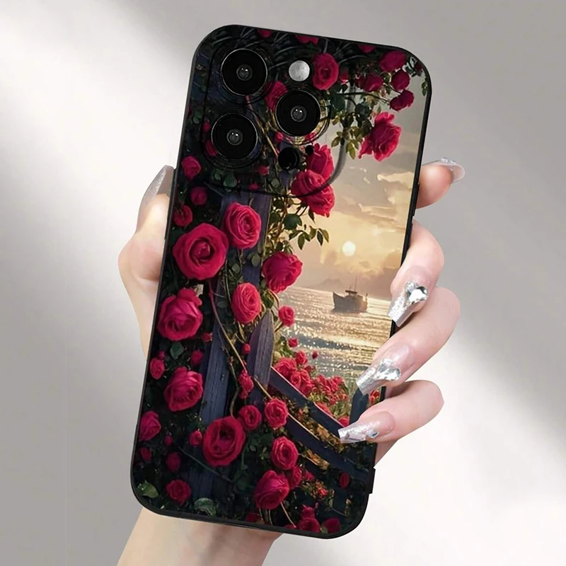 

Rose Sea Scenery Phone Case For iPhone 16 Cases iPhone 15 Pro Max 14 Plus 13 Mini 12 11 XS X XR 7 8 16e Shockproof Bumper Cover