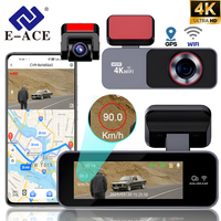 E-ACE Dashcam 4K Car Dvr IMX678 Image Sensor Support WIFI GPS Night Vision Parking Mode Loop Record Speed Display Mini Black Box