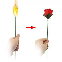 Torch to Rose Magic Trick Flame Appearing Flower Professional Magic Props for Wedding Party Shows